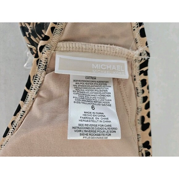 Michael Kors Convertable Cheetah Print Swimsuit Nwt Size 6 Charm Padded Cutouts - Picture 10 of 10